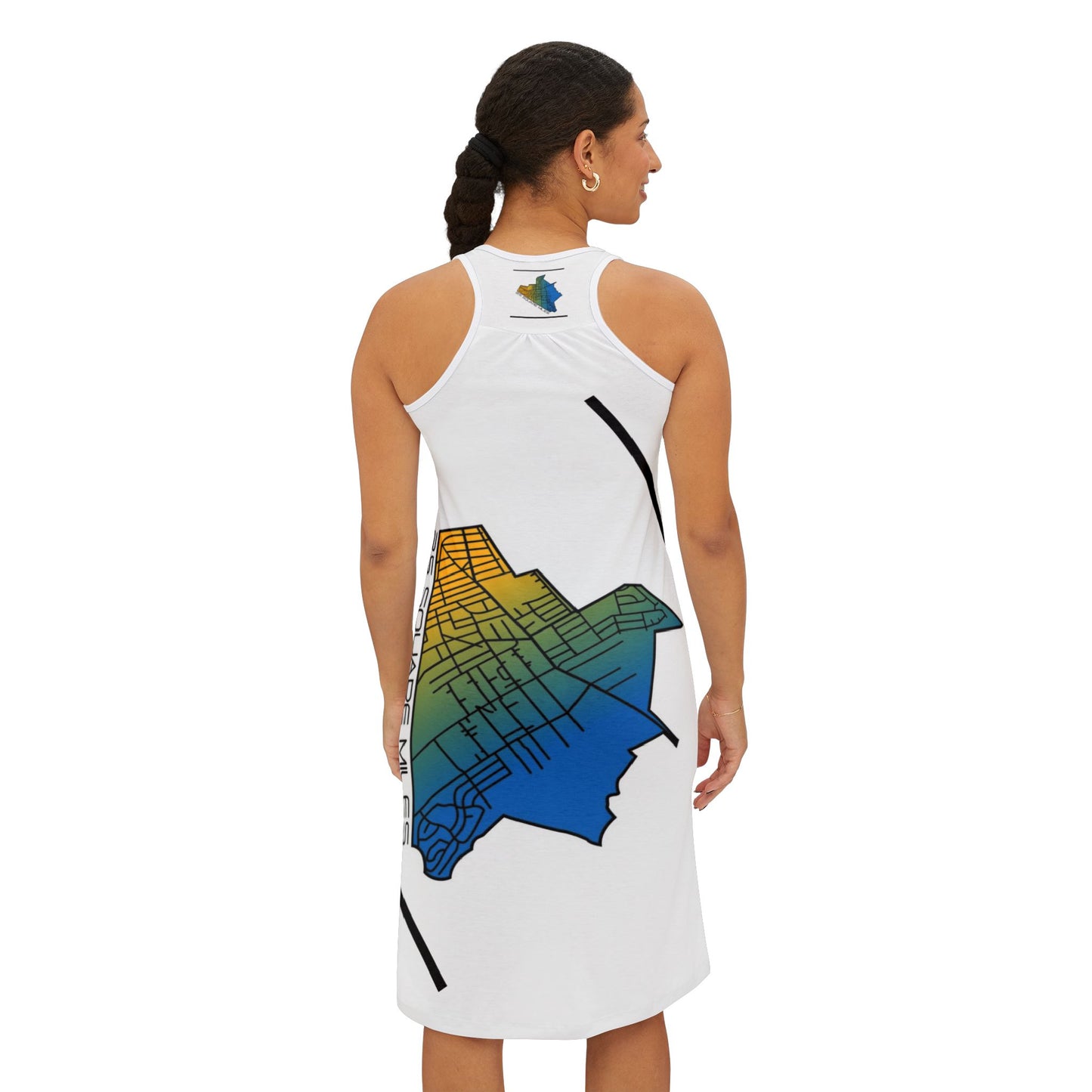 Urban Map Women's Racerback Dress, Summer Casual Dress, City Trailblazer Outfit, Travel Dress, Graphic Print Dress, Gift for Her