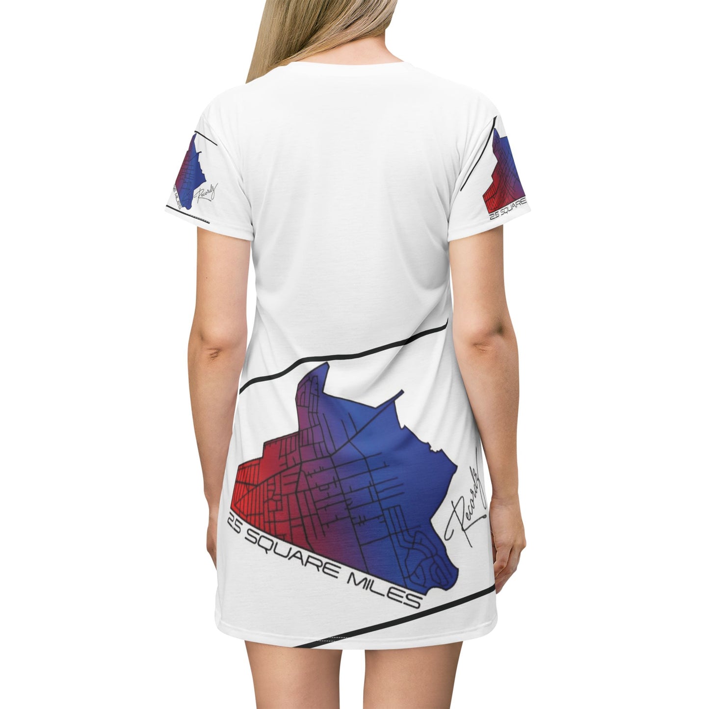 Colorful Map T-Shirt Dress | Casual Summer Dress, Unique Fashion, Gift for Music Lovers, Trendy Streetwear, Vacation Outfit
