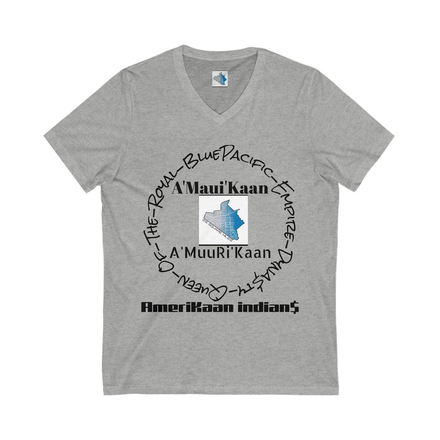 Unisex V-Neck Tee: A'Maui'Kaan American Indian Heritage Shirt, Casual Wear, Gift for Native American Pride, Cultural Tee, Everyday Style
