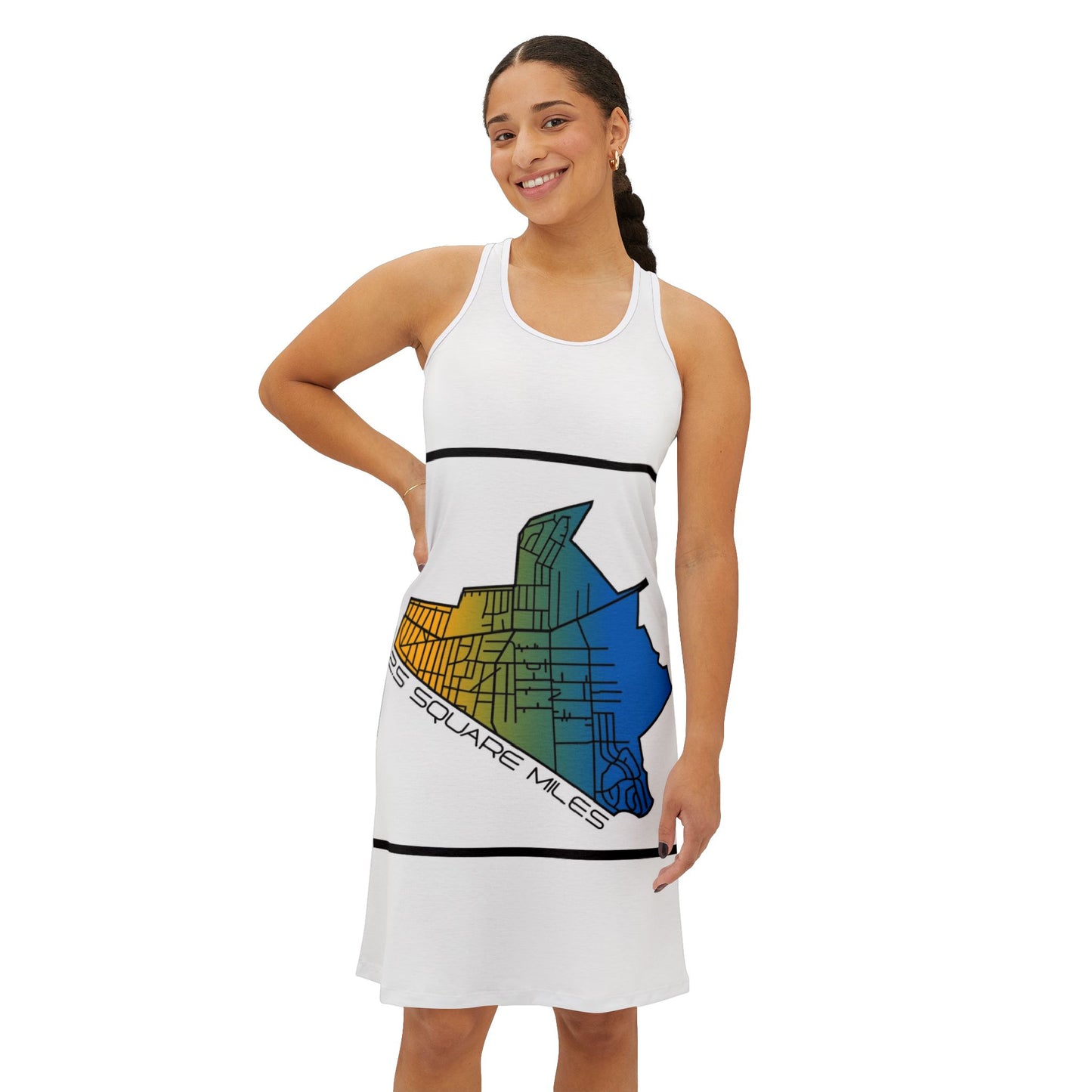 Urban Map Women's Racerback Dress, Summer Casual Dress, City Trailblazer Outfit, Travel Dress, Graphic Print Dress, Gift for Her