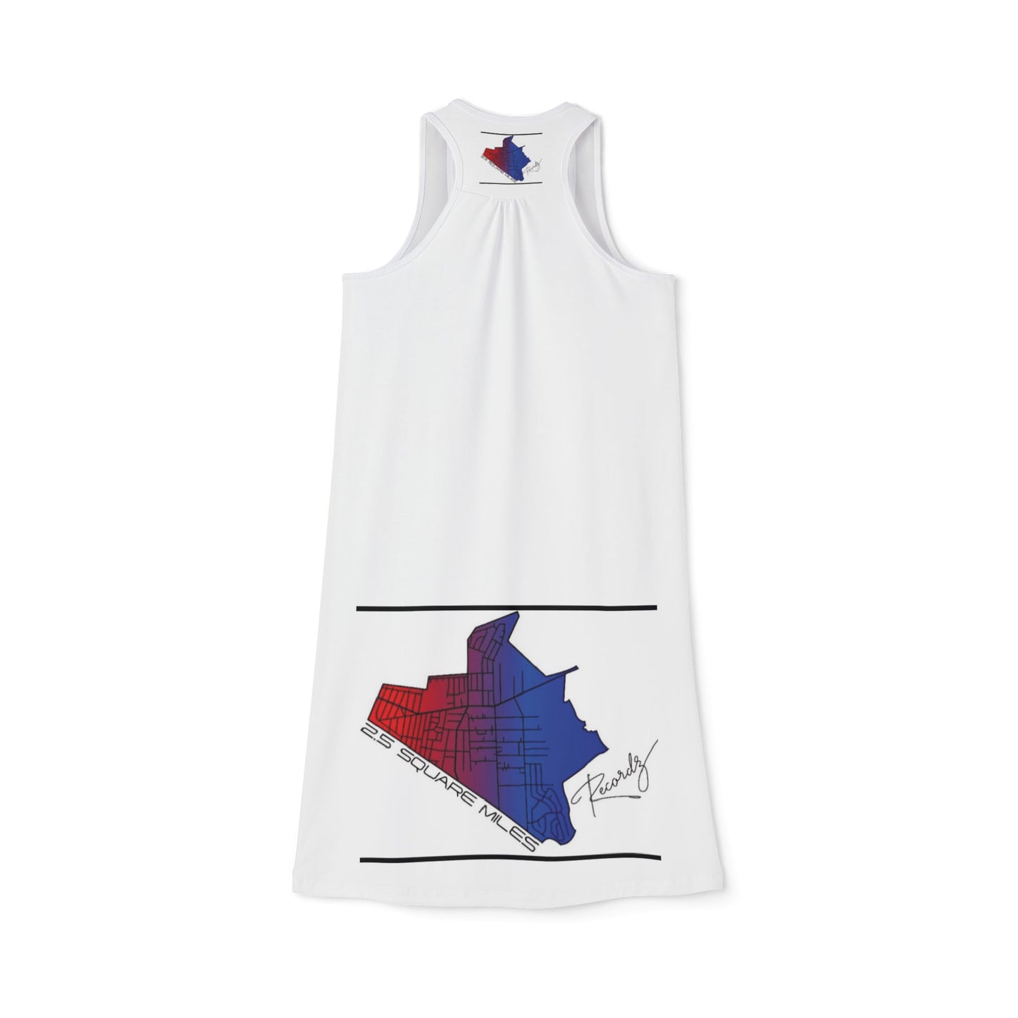 2.5 Square Miles Map-Inspired Women's Racerback Dress, Casual Summer Dress, Travel Dress, Unique Gift, Holiday Dress, Stylish Outing Outfit