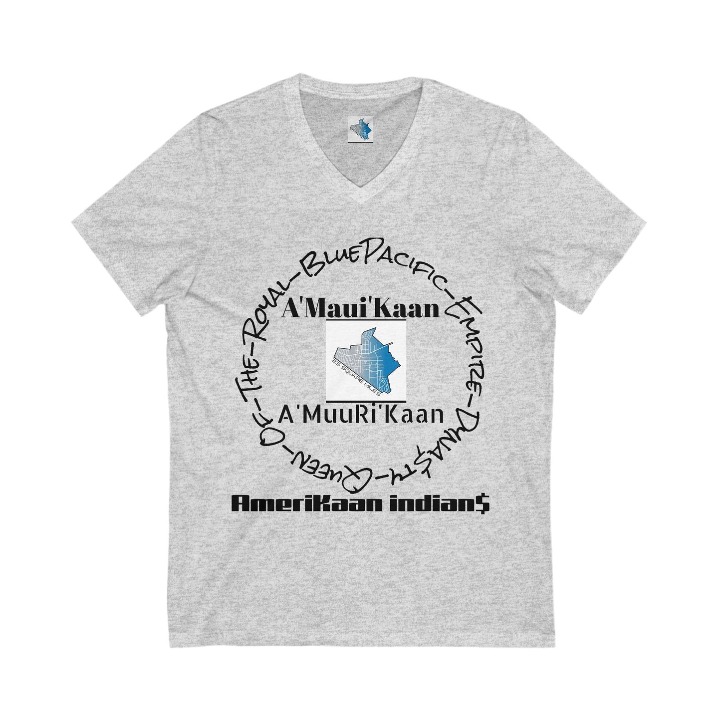 Unisex V-Neck Tee: A'Maui'Kaan American Indian Heritage Shirt, Casual Wear, Gift for Native American Pride, Cultural Tee, Everyday Style