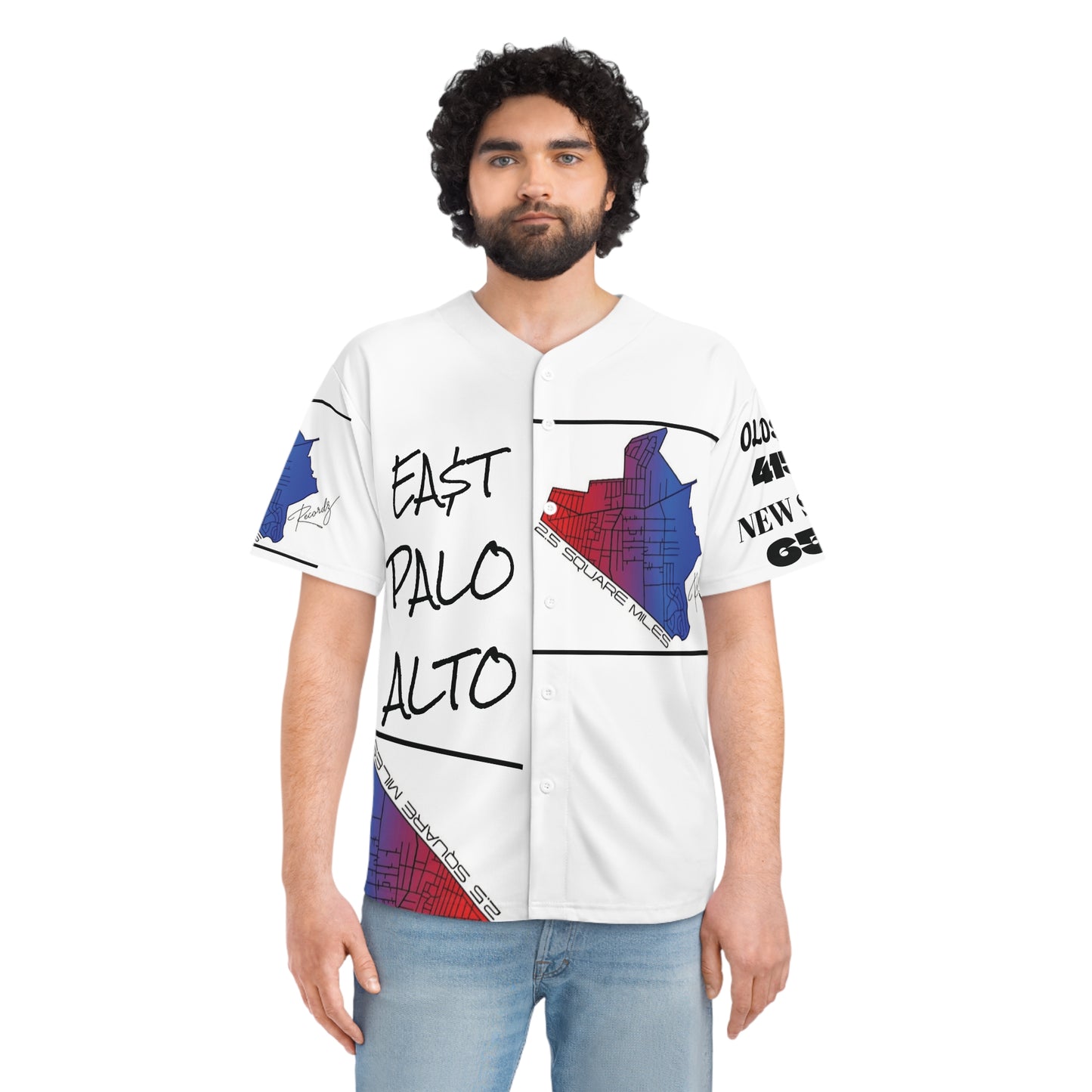 2.5 square miles A'Maui'Caan red & blue Men's Baseball Jersey (AOP)
