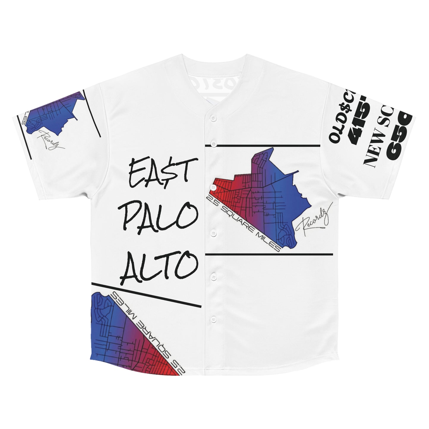 2.5 square miles A'Maui'Caan red & blue Men's Baseball Jersey (AOP)