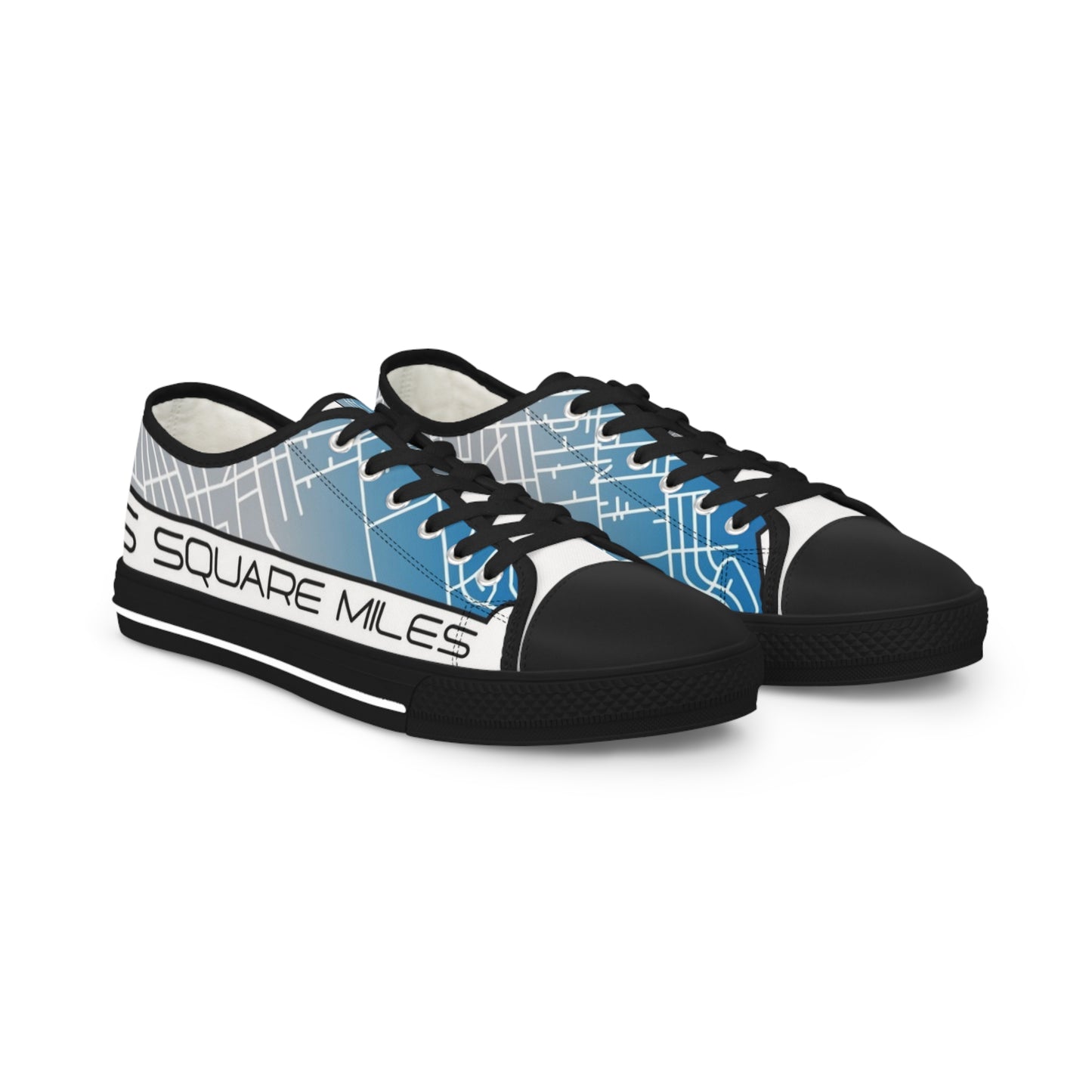 2.5 Square Miles STREET Stylish Urban Map Sneakers, Trendy Low Top Shoes, Streetwear Footwear, Unique Fashion Sneakers, Perfect Gift for Him, Casual Everyday Wear