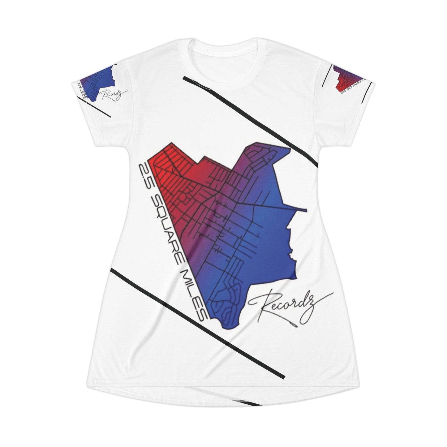Colorful Map T-Shirt Dress | Casual Summer Dress, Unique Fashion, Gift for Music Lovers, Trendy Streetwear, Vacation Outfit
