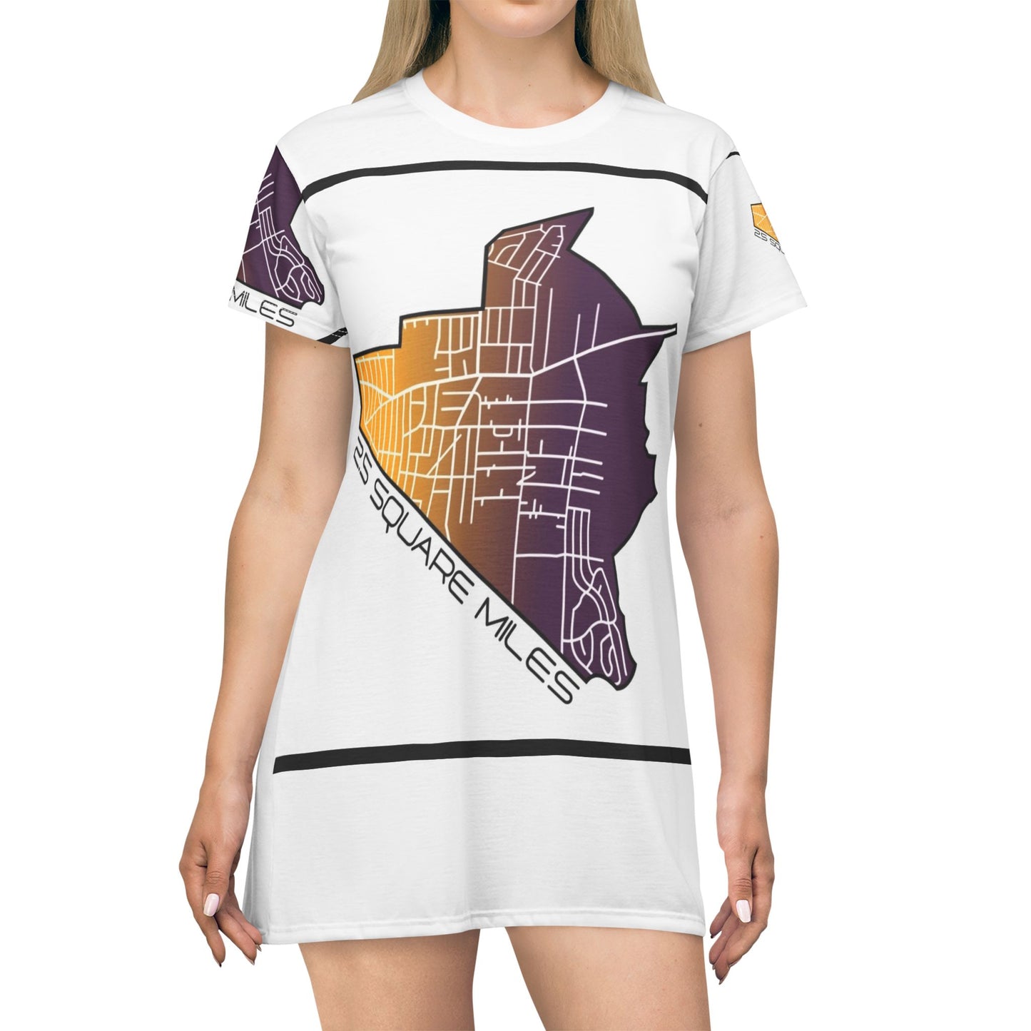 Geo-Inspired T-Shirt Dress, Urban Map Dress, Casual Wear, Travel Fashion, Street Style, Gift for Explorers