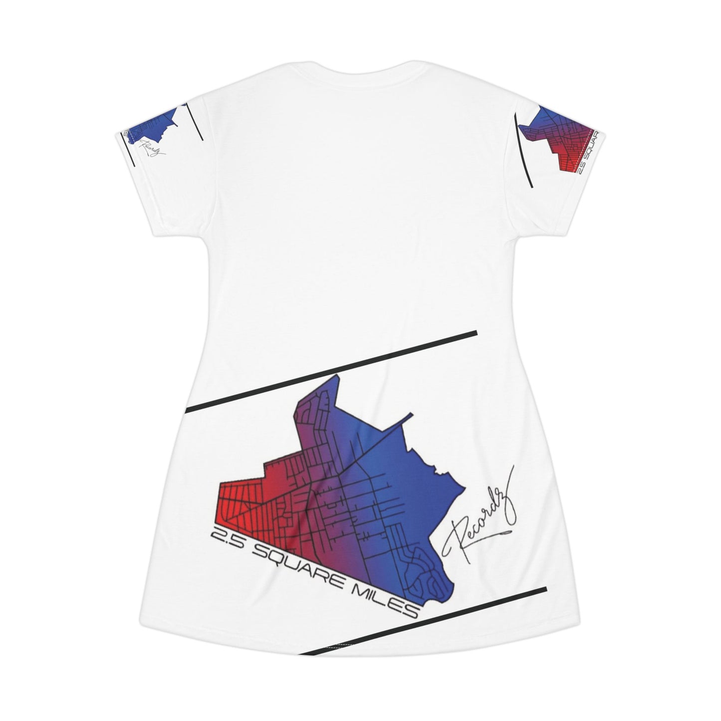 Colorful Map T-Shirt Dress | Casual Summer Dress, Unique Fashion, Gift for Music Lovers, Trendy Streetwear, Vacation Outfit