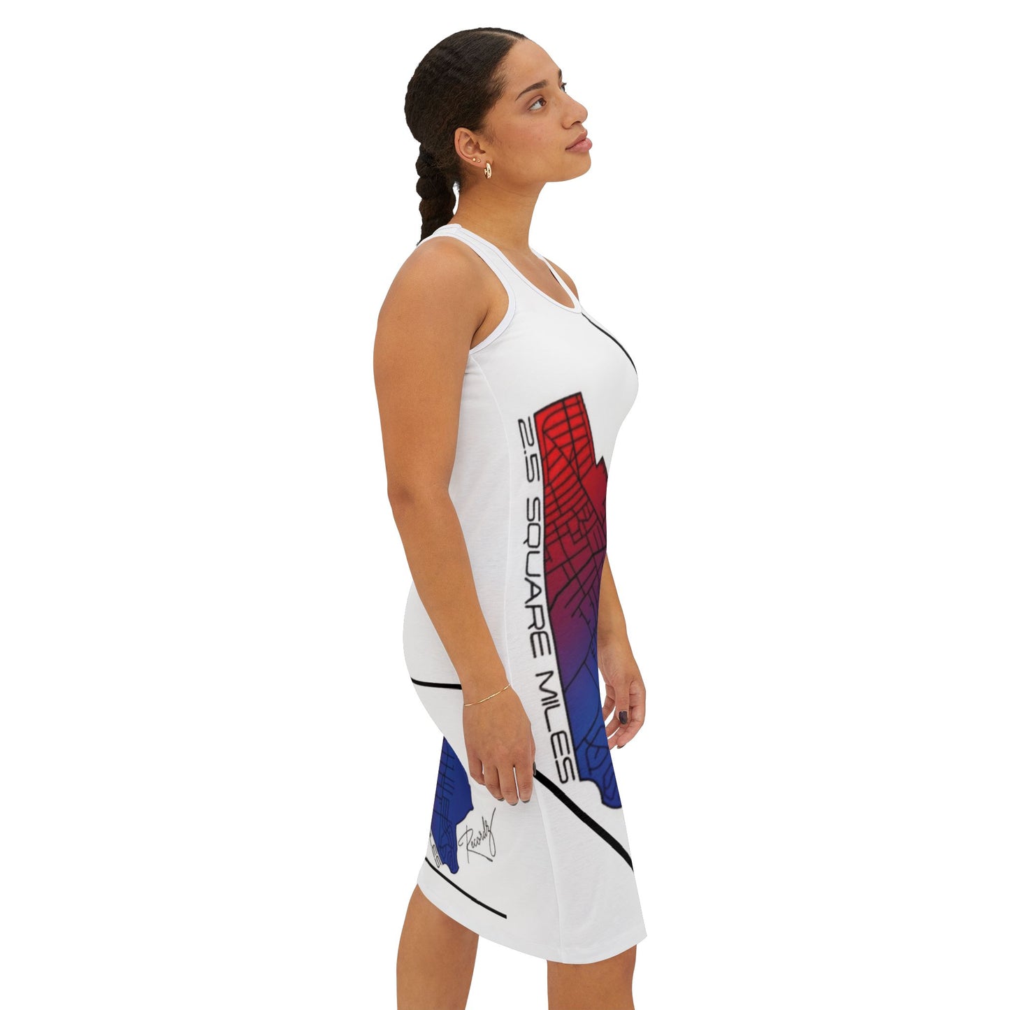 2.5 Square Miles Map-Inspired Women's Racerback Dress, Casual Summer Dress, Travel Dress, Unique Gift, Holiday Dress, Stylish Outing Outfit